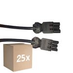 Multipack 25x Noxion GST - Compatible Extension Cable Black - Male + Female - 2m - 3 pole 1,5mm2